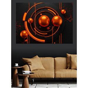 Turuncu Gezegenler Sanatı Dekoratif Kanvas - Mdf Ahşap Tablo 25x35 cm