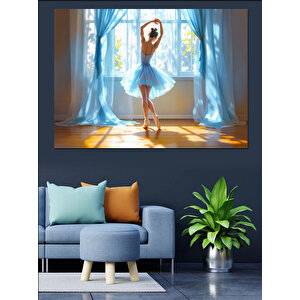 Pencerede Balerin Dekoratif Kanvas - Mdf Ahşap Tablo 25x35 cm