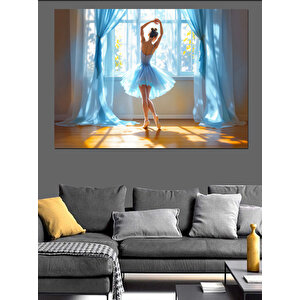 Pencerede Balerin Dekoratif Kanvas - Mdf Ahşap Tablo