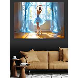 Pencerede Balerin Dekoratif Kanvas - Mdf Ahşap Tablo