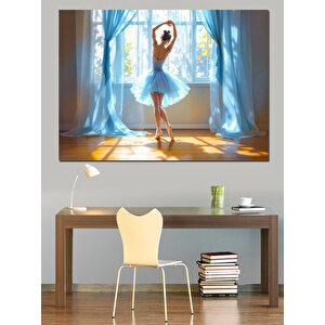 Pencerede Balerin Dekoratif Kanvas - Mdf Ahşap Tablo 70x100 cm