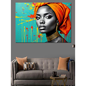 Turuncu Şapkalı Kadın Dekoratif Kanvas - Mdf Ahşap Tablo