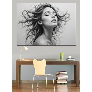 Rüzgarda Uçuşan Kadın Dekoratif Kanvas - Mdf Ahşap Tablo 70x100 cm