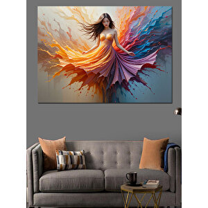 Fırça Elbise Kadın Dekoratif Kanvas - Mdf Ahşap Tablo