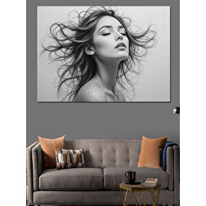 Rüzgarda Uçuşan Kadın Dekoratif Kanvas - Mdf Ahşap Tablo 35x50 cm