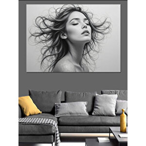 Rüzgarda Uçuşan Kadın Dekoratif Kanvas - Mdf Ahşap Tablo 35x50 cm