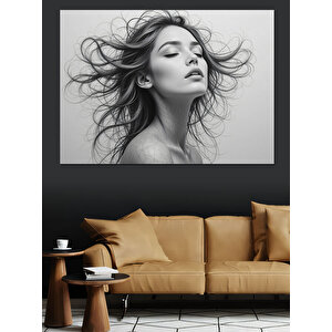 Rüzgarda Uçuşan Kadın Dekoratif Kanvas - Mdf Ahşap Tablo