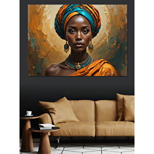 Afrikalı Kadın Portresi Sanatı Dekoratif Kanvas - Mdf Ahşap Tablo 70x100 cm