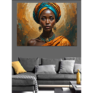 Afrikalı Kadın Portresi Sanatı Dekoratif Kanvas - Mdf Ahşap Tablo 35x50 cm