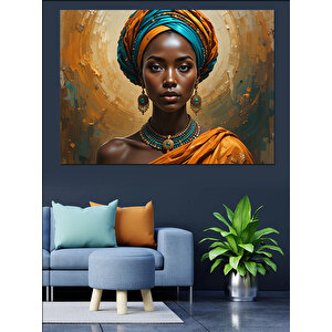 Afrikalı Kadın Portresi Sanatı Dekoratif Kanvas - Mdf Ahşap Tablo