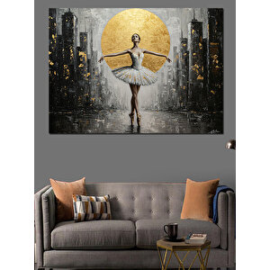 Altın Işıkta Balerin Dekoratif Kanvas - Mdf Ahşap Tablo 100x140 cm
