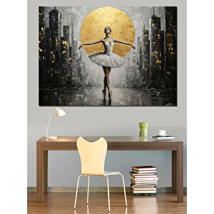 Altın Işıkta Balerin Dekoratif Kanvas - Mdf Ahşap Tablo 100x140 cm