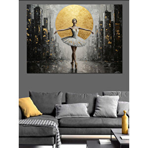 Altın Işıkta Balerin Dekoratif Kanvas - Mdf Ahşap Tablo 100x140 cm