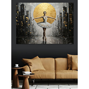 Altın Işıkta Balerin Dekoratif Kanvas - Mdf Ahşap Tablo