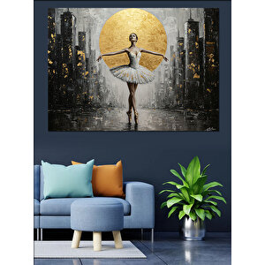 Altın Işıkta Balerin Dekoratif Kanvas - Mdf Ahşap Tablo