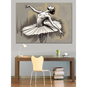 Balerin Figürü Eskiz Stili Dekoratif Kanvas - Mdf Ahşap Tablo 35x50 cm