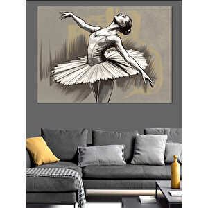 Balerin Figürü Eskiz Stili Dekoratif Kanvas - Mdf Ahşap Tablo 35x50 cm