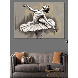 Balerin Figürü Eskiz Stili Dekoratif Kanvas - Mdf Ahşap Tablo 70x100 cm