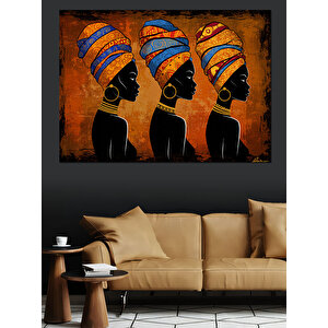 Afrikalı Kadın Figürlü Sanat Dekoratif Kanvas - Mdf Ahşap Tablo 70x100 cm
