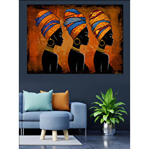Afrikalı Kadın Figürlü Sanat Dekoratif Kanvas - Mdf Ahşap Tablo 100x140 cm