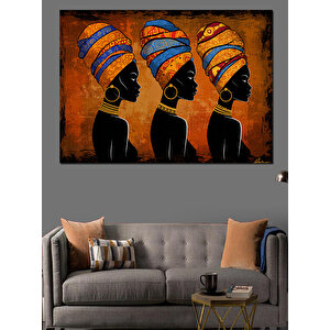 Afrikalı Kadın Figürlü Sanat Dekoratif Kanvas - Mdf Ahşap Tablo 100x140 cm
