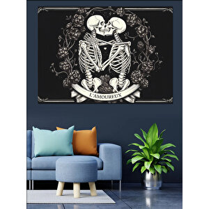 İskelet Aşıklar Dekoratif Kanvas - Mdf Ahşap Tablo
