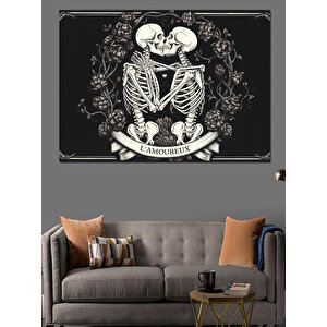İskelet Aşıklar Dekoratif Kanvas - Mdf Ahşap Tablo 50x70 cm