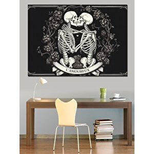 İskelet Aşıklar Dekoratif Kanvas - Mdf Ahşap Tablo 50x70 cm