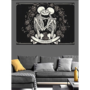 İskelet Aşıklar Dekoratif Kanvas - Mdf Ahşap Tablo 50x70 cm
