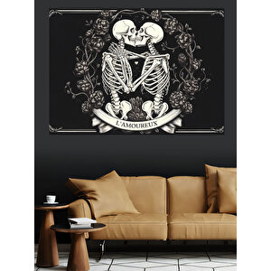 İskelet Aşıklar Dekoratif Kanvas - Mdf Ahşap Tablo
