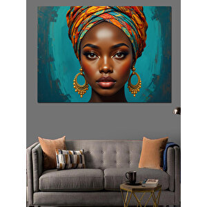 Turuncu Afrikalı  Portre Dekoratif Kanvas - Mdf Ahşap Tablo