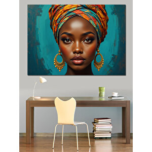 Turuncu Afrikalı  Portre Dekoratif Kanvas - Mdf Ahşap Tablo 70x100 cm