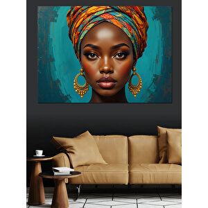 Turuncu Afrikalı  Portre Dekoratif Kanvas - Mdf Ahşap Tablo 70x100 cm