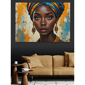 Afrikalı Kadın Renkli Portresi Dekoratif Kanvas - Mdf Ahşap Tablo