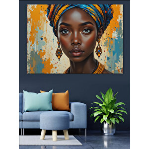Afrikalı Kadın Renkli Portresi Dekoratif Kanvas - Mdf Ahşap Tablo