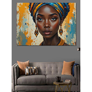 Afrikalı Kadın Renkli Portresi Dekoratif Kanvas - Mdf Ahşap Tablo 50x70 cm