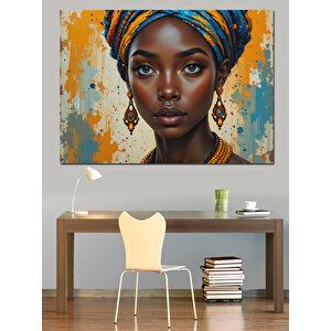 Afrikalı Kadın Renkli Portresi Dekoratif Kanvas - Mdf Ahşap Tablo 50x70 cm