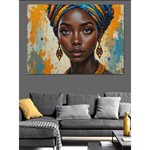 Afrikalı Kadın Renkli Portresi Dekoratif Kanvas - Mdf Ahşap Tablo 50x70 cm