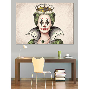 Kraliçe Palyaço Portre İllüstrasyon Dekoratif Kanvas - Mdf Ahşap Tablo