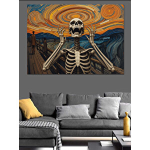 Van Gogh Stilli İskelet Portresi Dekoratif Kanvas - Mdf Ahşap Tablo 35x50 cm