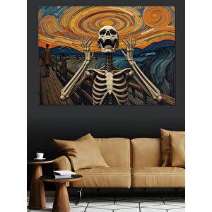 Van Gogh Stilli İskelet Portresi Dekoratif Kanvas - Mdf Ahşap Tablo 35x50 cm