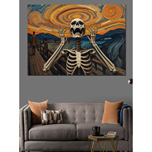 Van Gogh Stilli İskelet Portresi Dekoratif Kanvas - Mdf Ahşap Tablo