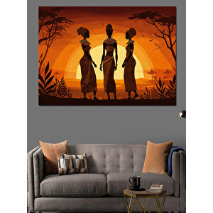 Afrikalı Silüetli Kadınlar Dekoratif Kanvas - Mdf Ahşap Tablo 70x100 cm