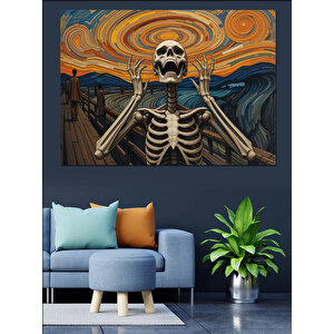 Van Gogh Stilli İskelet Portresi Dekoratif Kanvas - Mdf Ahşap Tablo 100x140 cm