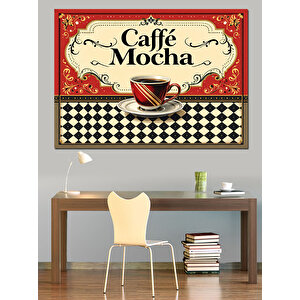 Vintage Caffe Mocha Posteri Dekoratif Kanvas - Mdf Ahşap Tablo