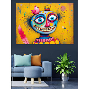 Renkli Gözlü Soyut Surat Dekoratif Kanvas - Mdf Ahşap Tablo