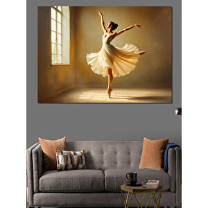 Beyaz Elbiseli Balerin Dekoratif Kanvas - Mdf Ahşap Tablo