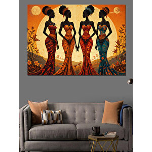 Afrikalı Kadınlar Renkli Silüet Dekoratif Kanvas - Mdf Ahşap Tablo 50x70 cm