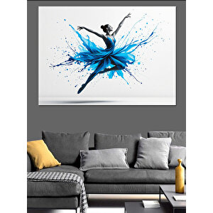 Mavi Elbiseli Balerin Dekoratif Kanvas - Mdf Ahşap Tablo 70x100 cm