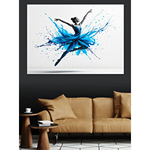 Mavi Elbiseli Balerin Dekoratif Kanvas - Mdf Ahşap Tablo 35x50 cm